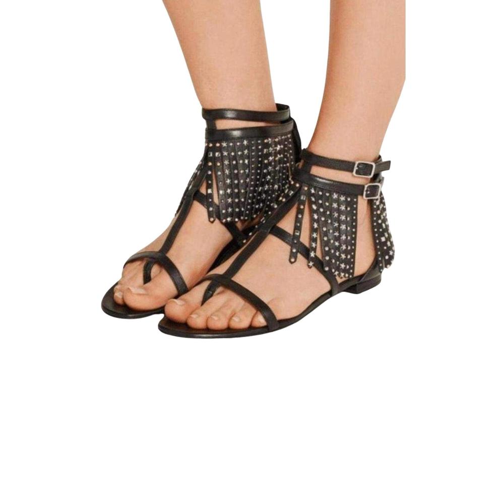 Saint Laurent - Leather Fringe Sandals - IT 40 - Picture 2 of 6